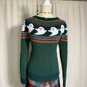 ModCloth Halloween Ghost Fair Isle Knit Sweater – Medium